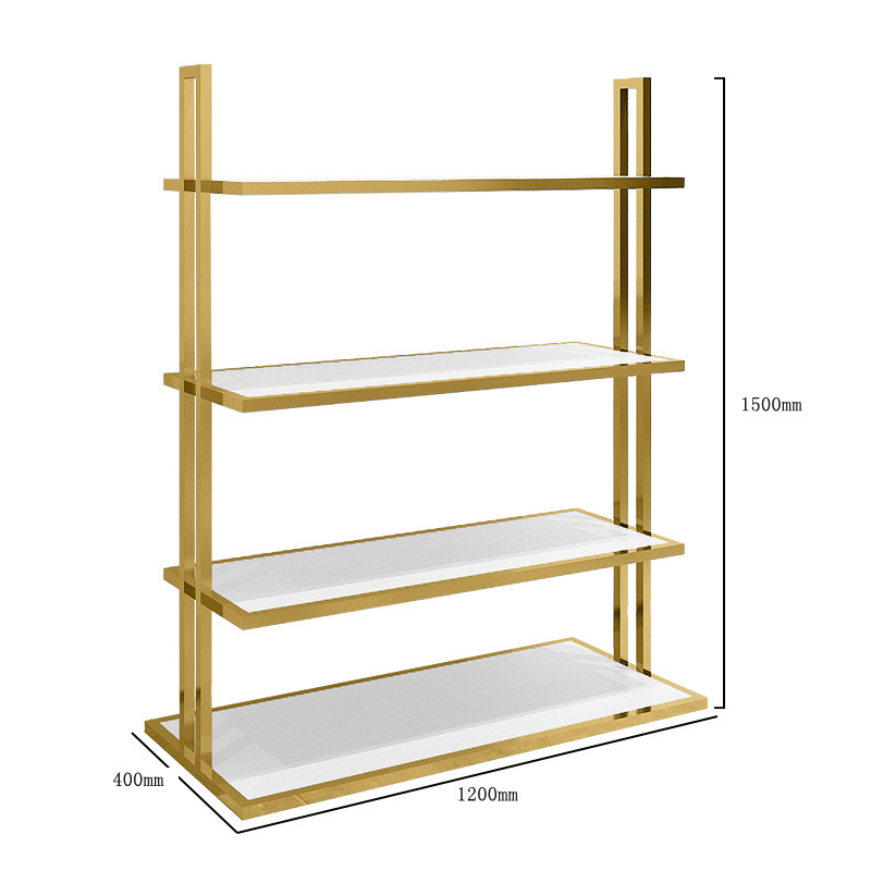 Clothing Gold Metal Wood Store Shelves Display Racks For Shops Shelf Shoe Rack Display Stand