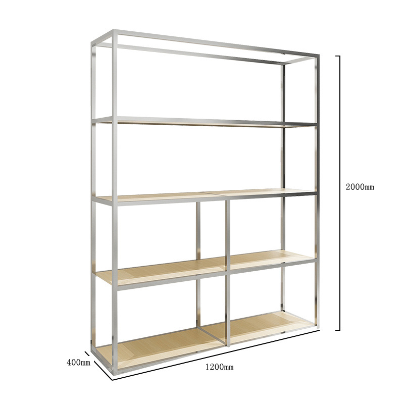 Clothing Gold Metal Wood Store Shelves Display Racks For Shops Shelf Shoe Rack Display Stand