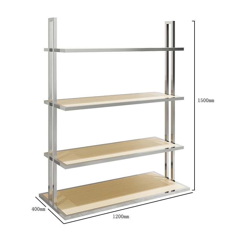 Clothing Gold Metal Wood Store Shelves Display Racks For Shops Shelf Shoe Rack Display Stand