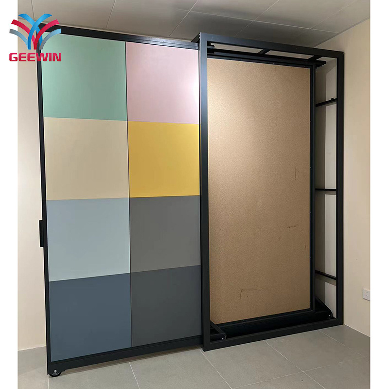 600x1200 large tile display pull out tile display rack sliding with track frame metal display rack wall tile