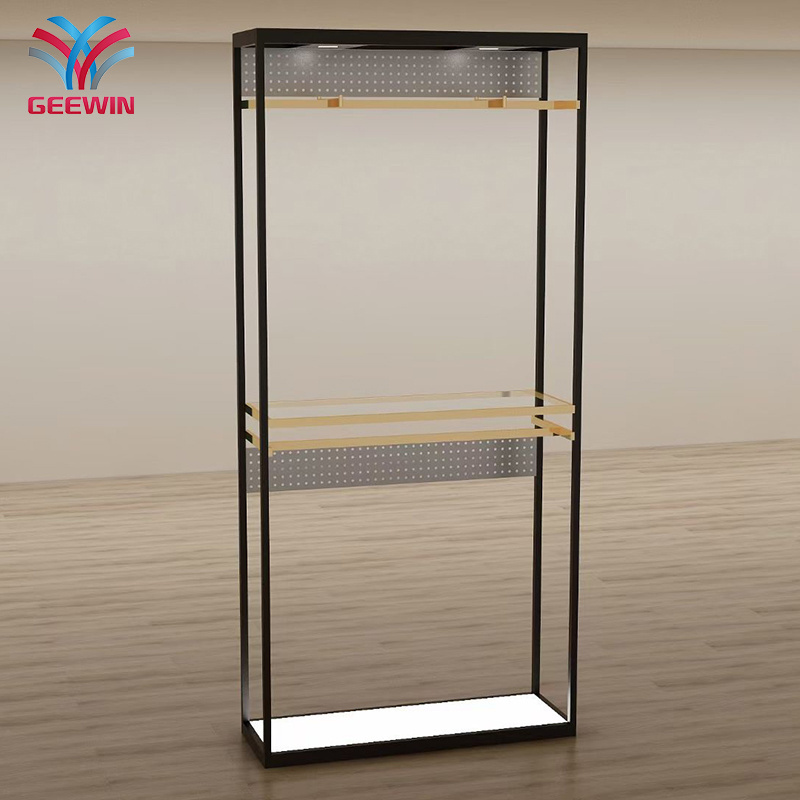 Floor standing rail clothing store double-sided lady's clothing display stand side trade show black clothing rack