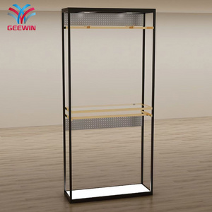 Floor standing rail clothing store double-sided lady's clothing display stand side trade show black clothing rack