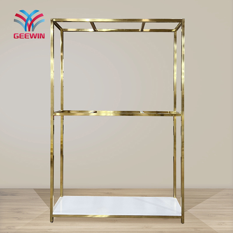 custom rack floor standing metal display stand hangers retail shop hanging clothes coat racks gold display rack