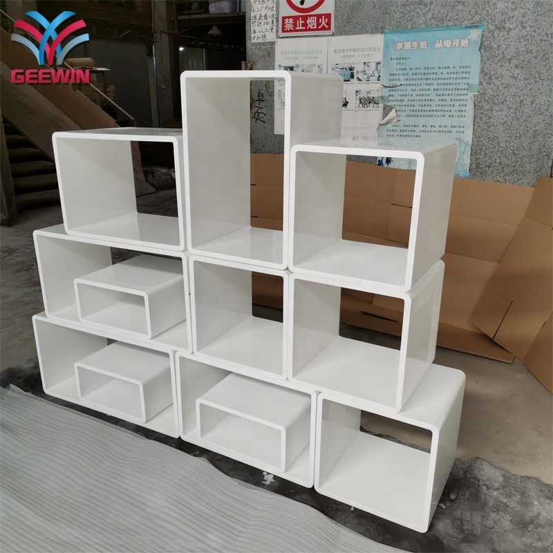 Factory Made Library Furniture Quality MDF White Painted Display Cube