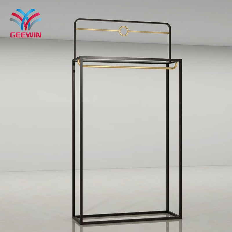 Floor standing rail clothing store double-sided lady's clothing display stand side trade show black clothing rack