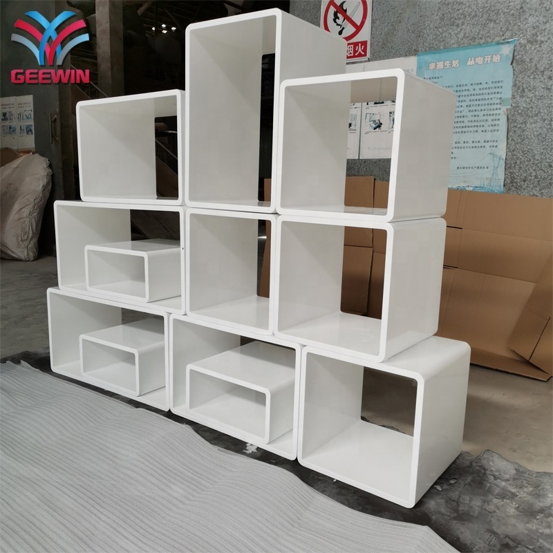 Factory Made Library Furniture Quality MDF White Painted Display Cube