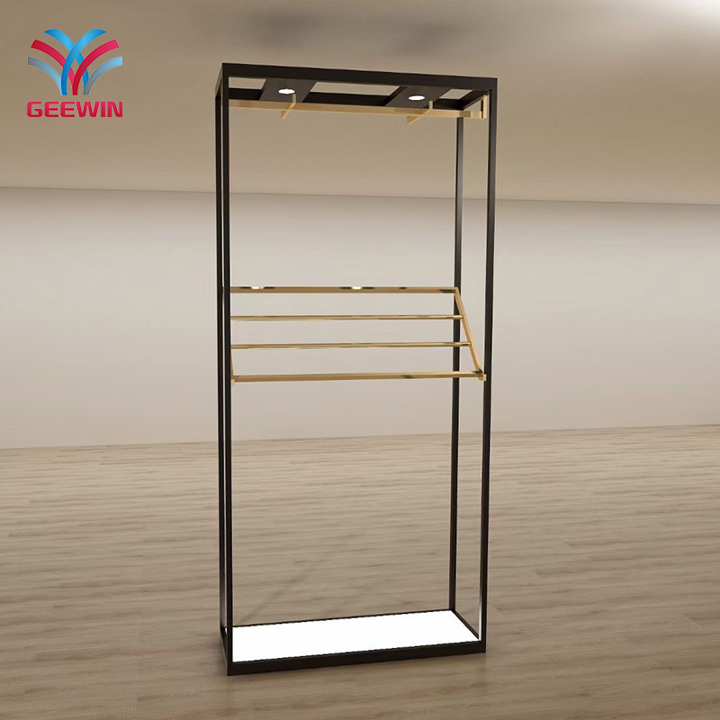 Floor standing rail clothing store double-sided lady's clothing display stand side trade show black clothing rack