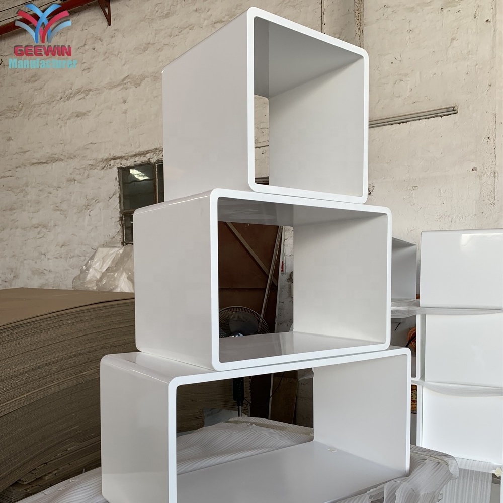 Factory Made Library Furniture Quality MDF White Painted Display Cube