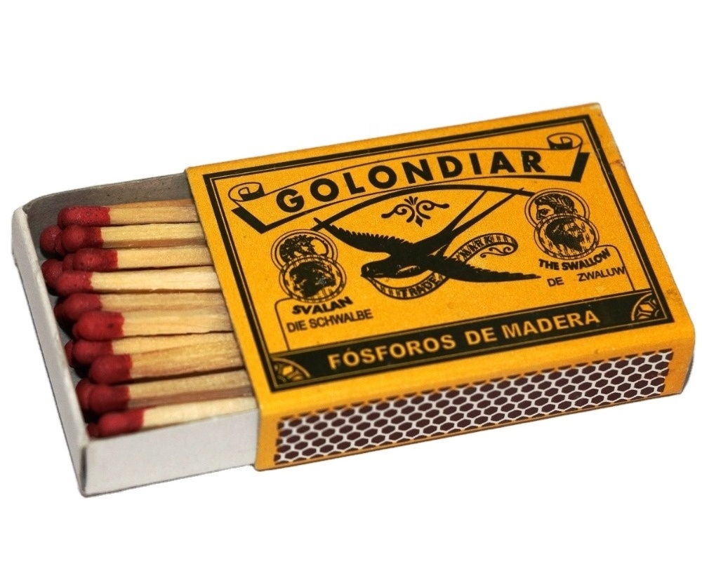 Match factory from India with high quality customised safety matches in black brown color head with low price