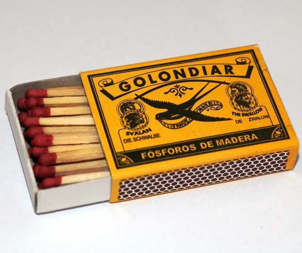 Match factory from India with high quality customised safety matches in black brown color head with low price