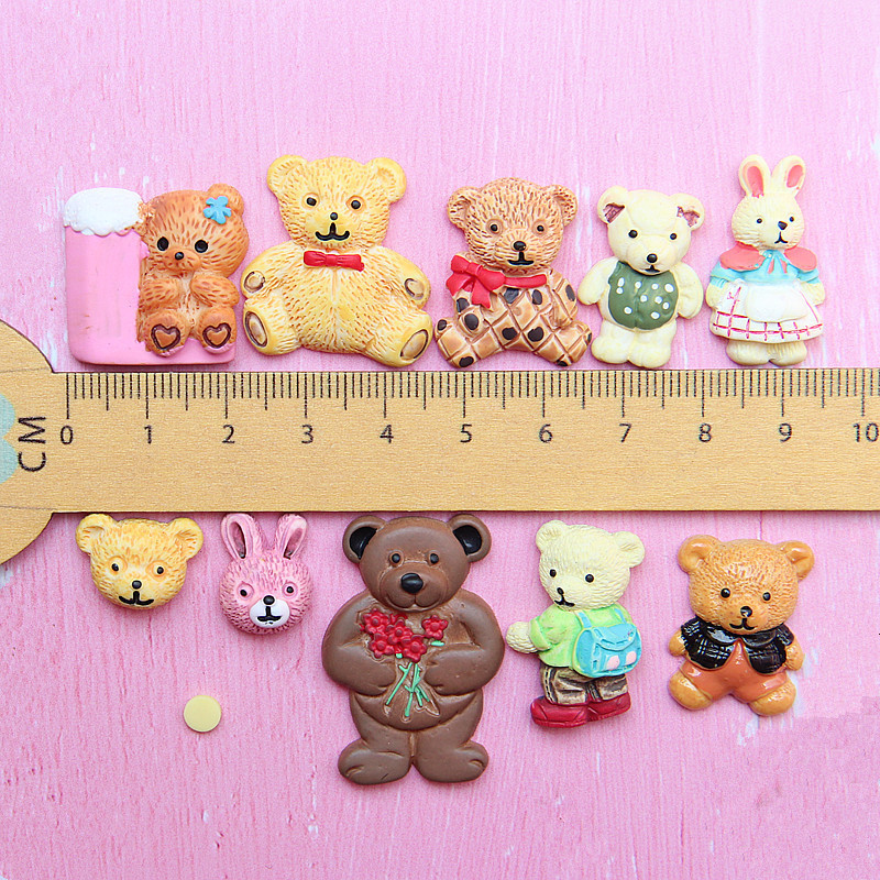 Popular cookie cartoon bear patch resin diy cream glue mobile phone case material ear stud hair clip accessories