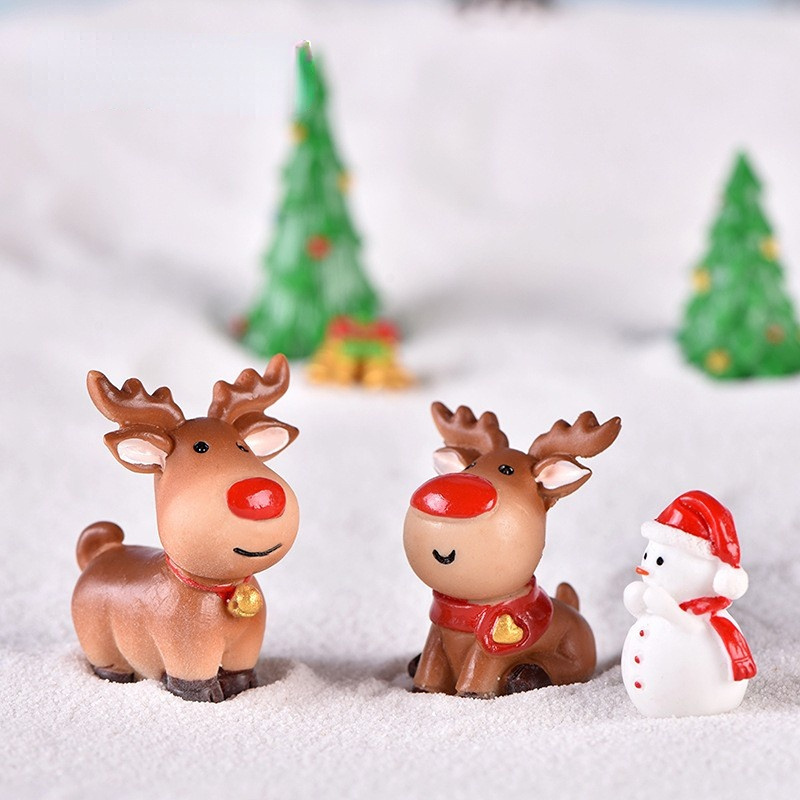 2022 Miniature Santa Claus Snowman micro landscape snow ornaments Christmas stocking small gift bells resin craft accessories