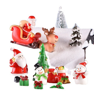 2022 Miniature Santa Claus Snowman micro landscape snow ornaments Christmas stocking small gift bells resin craft accessories