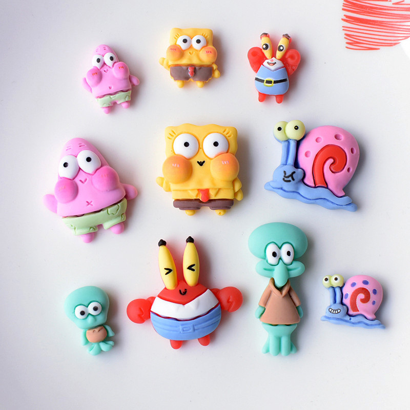 Wholesale Cartoon Sponge Miniature Resin Accessories Mobile Phone Case Charm Hair Clips Cream Glue Decoration