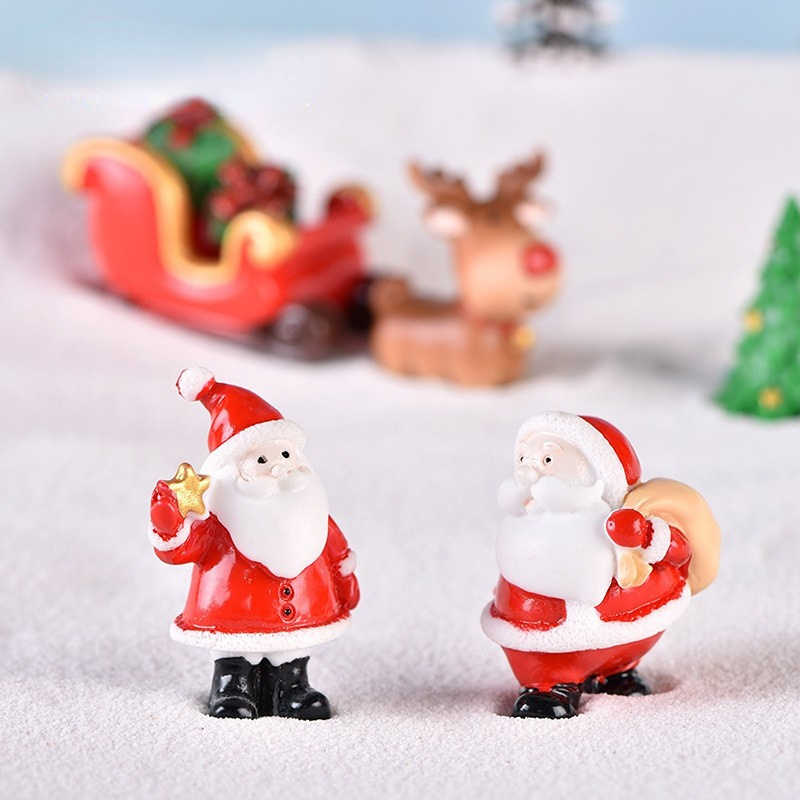 2022 Miniature Santa Claus Snowman micro landscape snow ornaments Christmas stocking small gift bells resin craft accessories