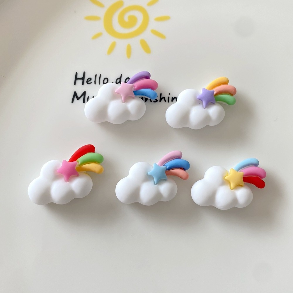 Cute cartoon mini resin accessories DIY mobile phone case hair sticker hat decoration flatback rainbow cloud slime charm