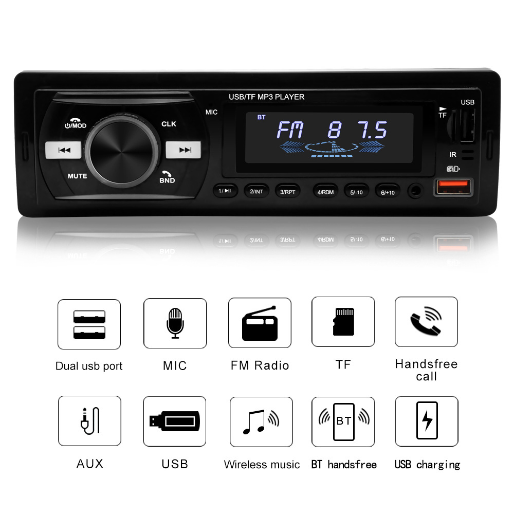 car radio Usb 1 Din Stereo Aux-in Mp3 Fm Receiver Sd Audio BT Car Mp3 Player