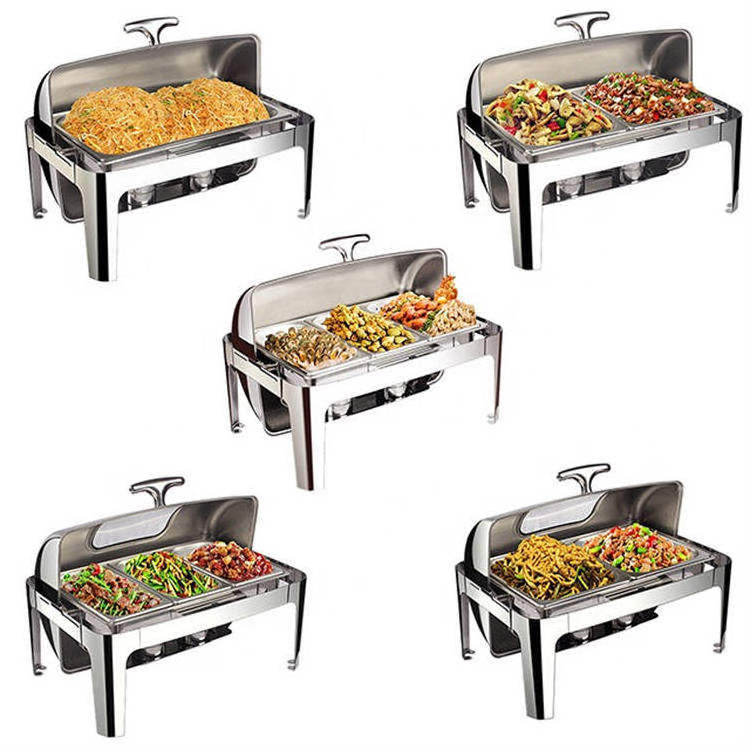 Chef Chafing Dish Buffet Set Chafers and Buffet Warmers Sets Food Warmer with Gold Accents Round Chafing Dish Set For Catering