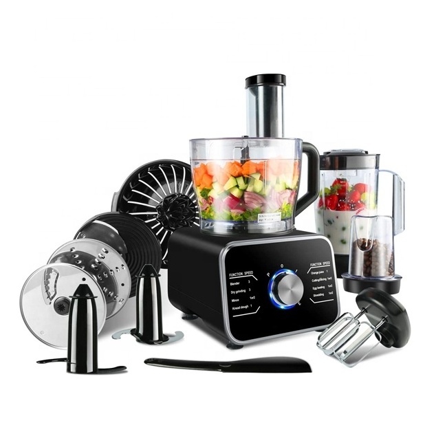 1100W Blender Chopper Mixer Grinder Citrus Juicer Knead Dough Blades Shredder Slicing Attachments Multifunctional Food Processor