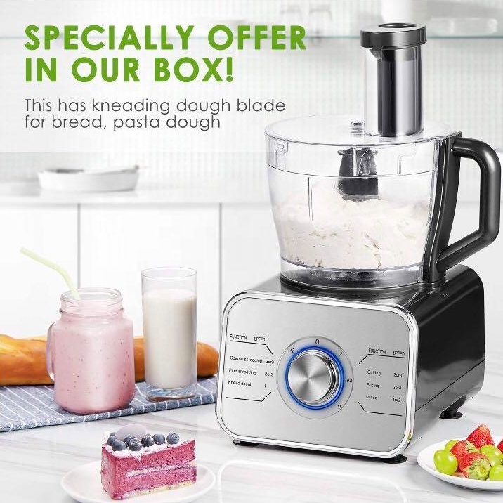 1100WSimple Operation for Dicing Slicing 3-Speed Food Processor and Blender Combo with 3.5 L Bowl Food Processor Multifunctional