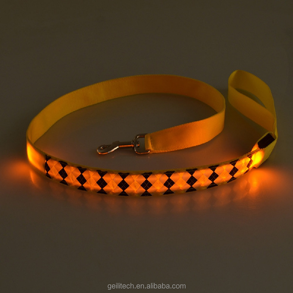 Supply led dog leash hand free luminous dog leash with led flashlight