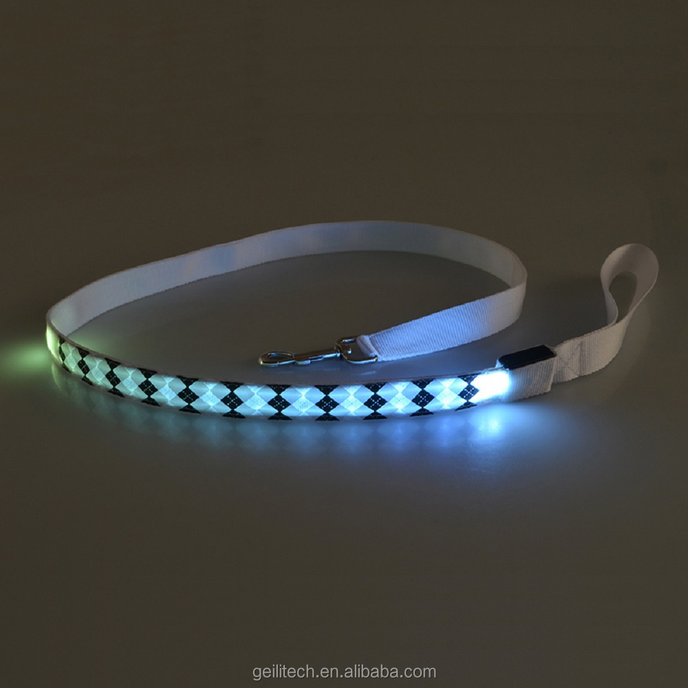 Supply led dog leash hand free luminous dog leash with led flashlight