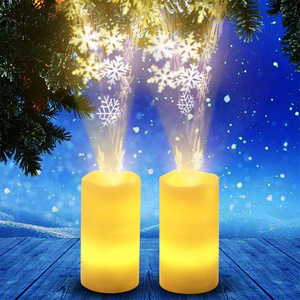 Mini LED Romantic Night Light Simulate Christmas Candle Rotating Projector Lamp with Remote Control Snowflake Pattern