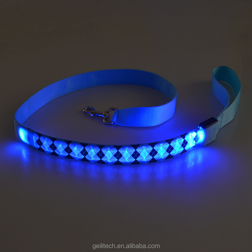 Supply led dog leash hand free luminous dog leash with led flashlight