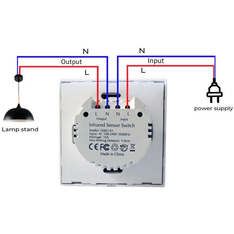 EU Non-touch glass Panel electronic ir wireless infrared motion sensor switch 220v hand sweep sensor switch for light