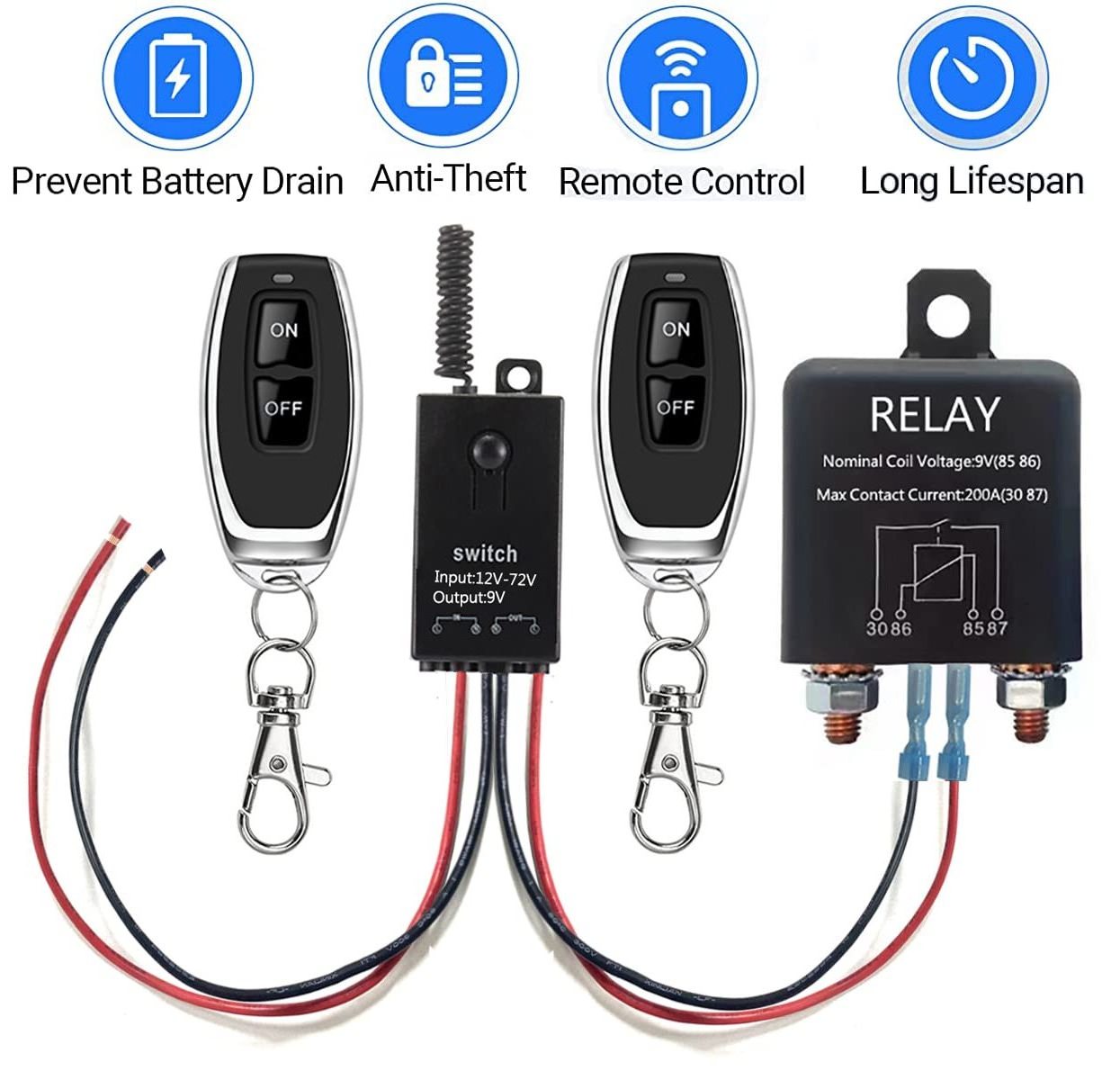 wireless remote control car kill switch 24v battery disconnect switch disconnect 200 amp dc 12v remote battery disconnect switch