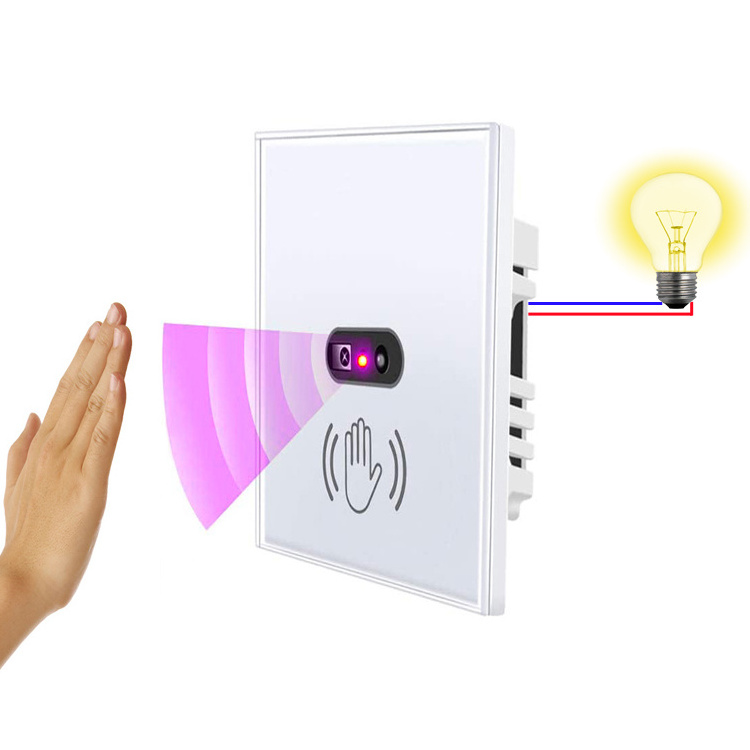 EU Non-touch glass Panel electronic ir wireless infrared motion sensor switch 220v hand sweep sensor switch for light