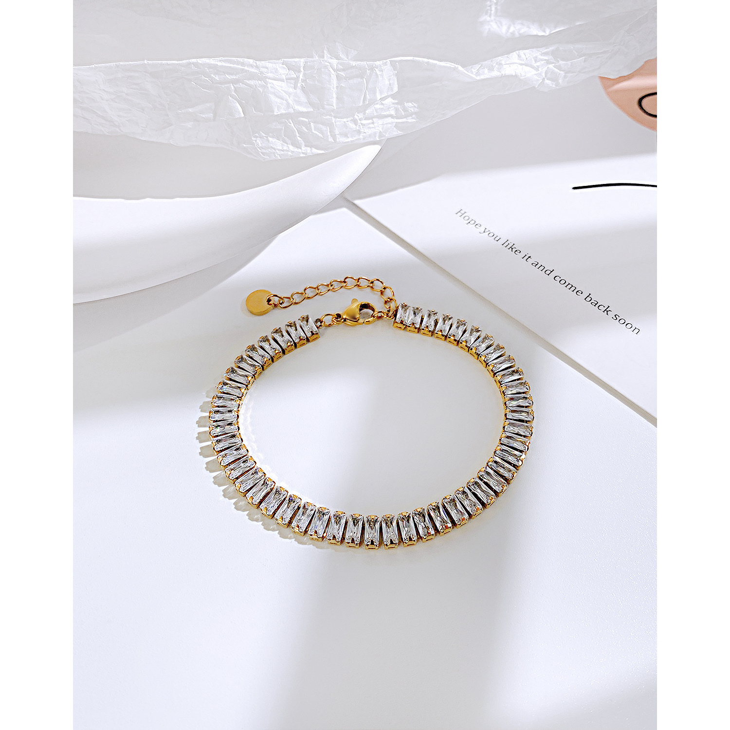 New Light Luxury Elegant Full Diamond Custom Logo Stainless Steel Jewelry Bracelet for Women