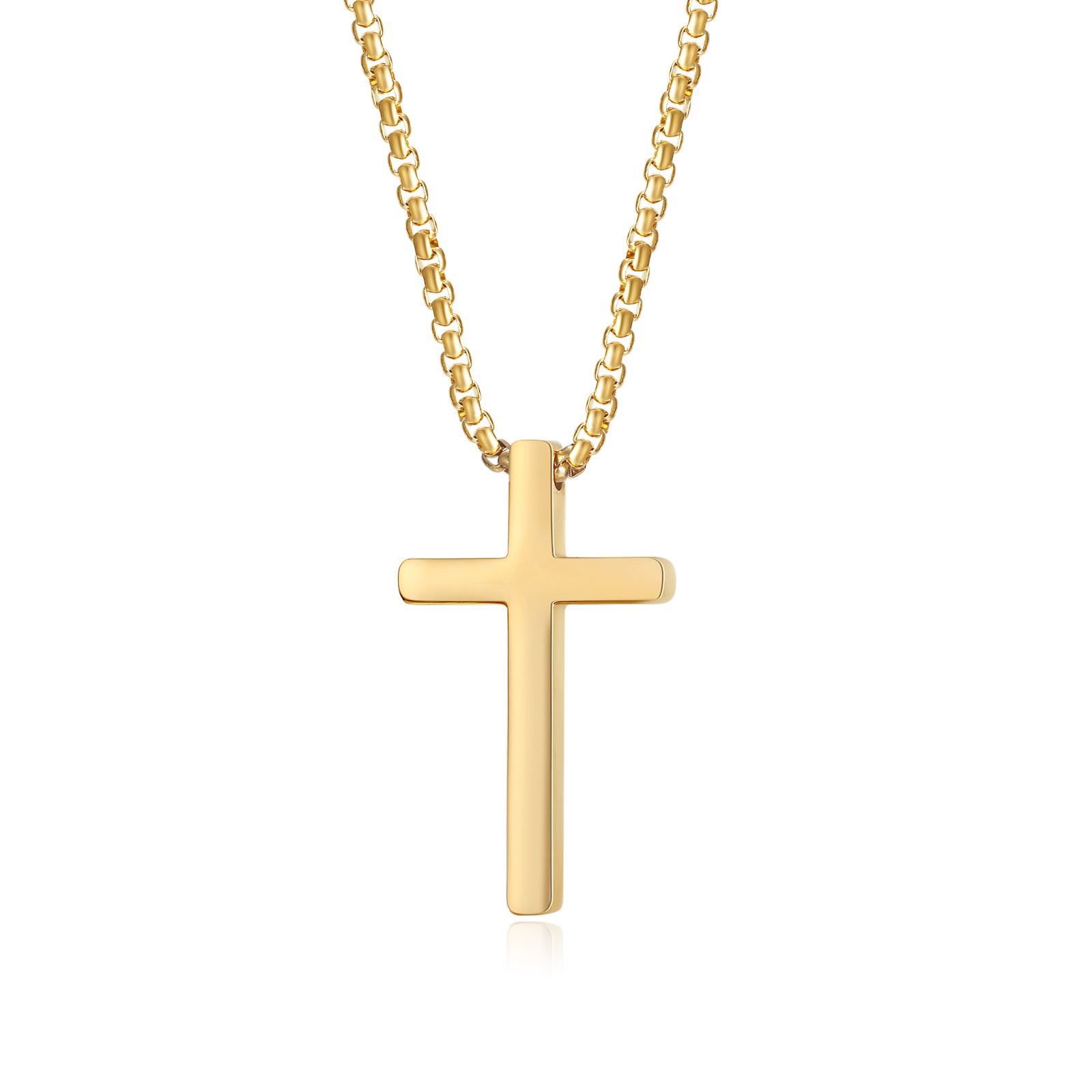 Hot 18K gold plated  Fashion  Jewelry  Wholesale Classic Charm Cross Stainless Steel Pendant Men's Necklaces