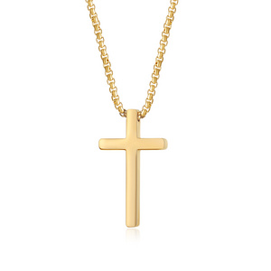 Hot 18K gold plated  Fashion  Jewelry  Wholesale Classic Charm Cross Stainless Steel Pendant Men's Necklaces