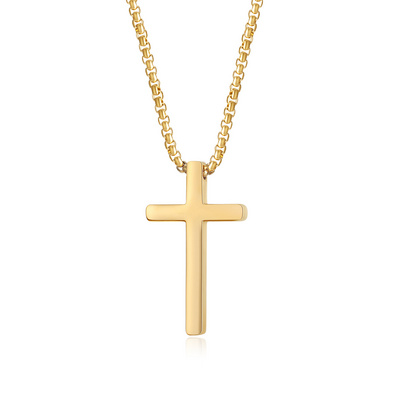 Hot 18K gold plated  Fashion  Jewelry  Wholesale Classic Charm Cross Stainless Steel Pendant Men's Necklaces