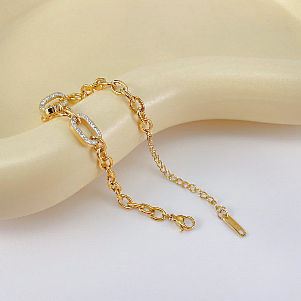 Jewelry wholesale High Quality 18k Gold Plated Cuban Chain Stainless Steel Adjustable Bracelet women