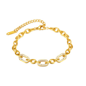 Jewelry wholesale High Quality 18k Gold Plated Cuban Chain Stainless Steel Adjustable Bracelet women