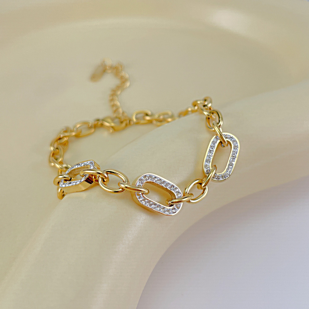 Jewelry wholesale High Quality 18k Gold Plated Cuban Chain Stainless Steel Adjustable Bracelet women