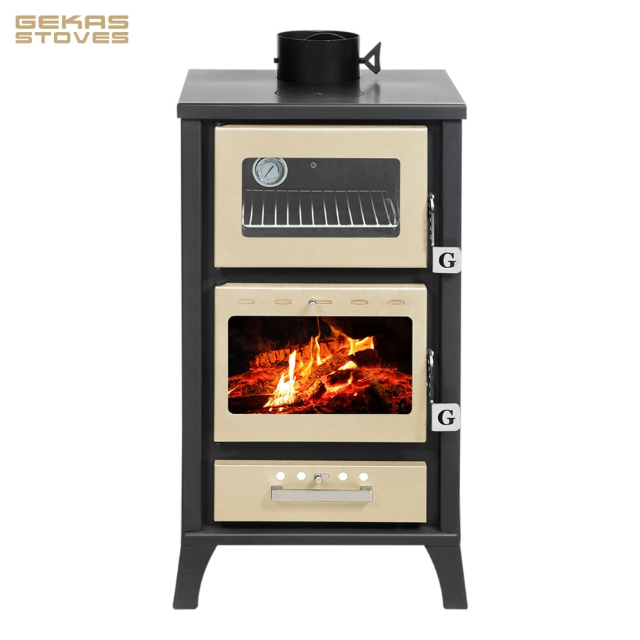 15,3 kW European Quality Wood Burning cooking Stove with Oven | 76% Efficiency Gekas Stoves - MG 400 black silver beige red