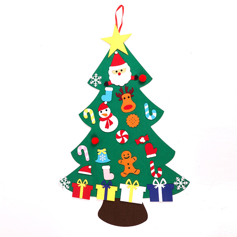 Customized Christmas Ornaments Kids DIY Felt Christmas Tree Window Wall Sticker Decoration for Home