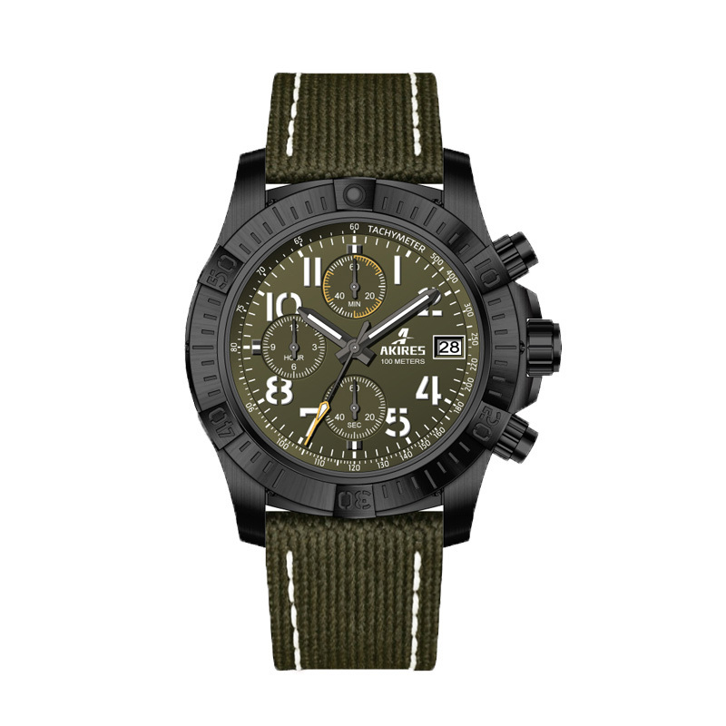 High quality men's chronograph sports waterproof wristwatch japan movt quartz watch stainless steel back case