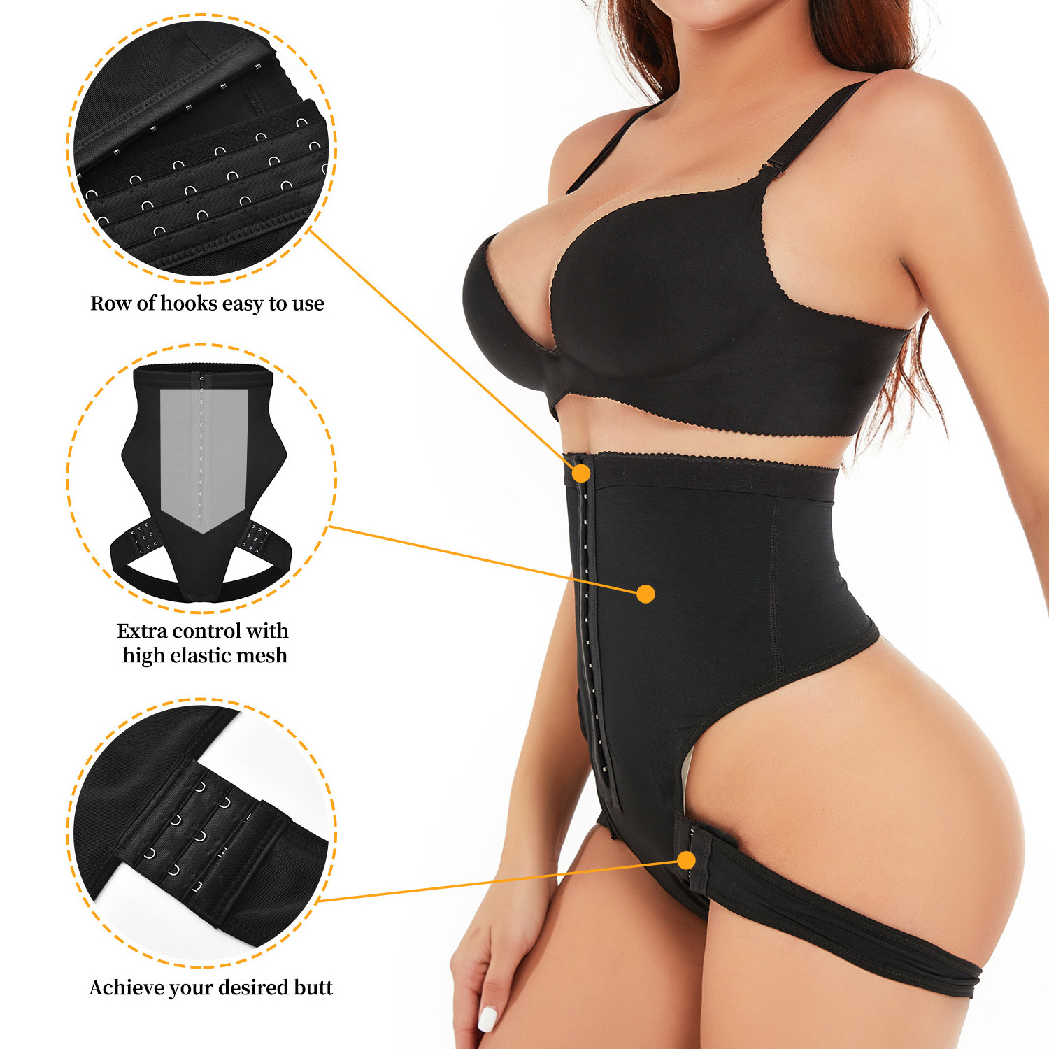 2-in-1 Tummy Control Butt Lifter Booty Shapewear Cuff Tummy Trainer High Waist faja Body Shaper fajas Plus Size