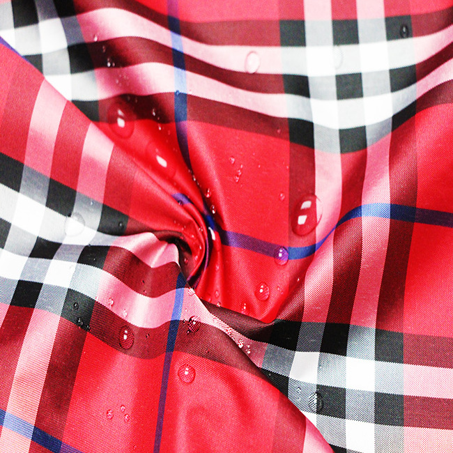 CHEAP PRICE WATERPROOF BREATHABLE CHECK PLAID 190T TAFFETA UMBRELLA FABRIC