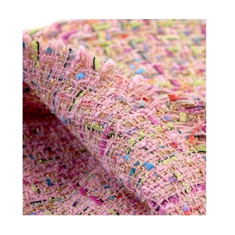 Luxury Style Fancy  100% polyester Yarn Dyed Tweed Fabric for Garment coat