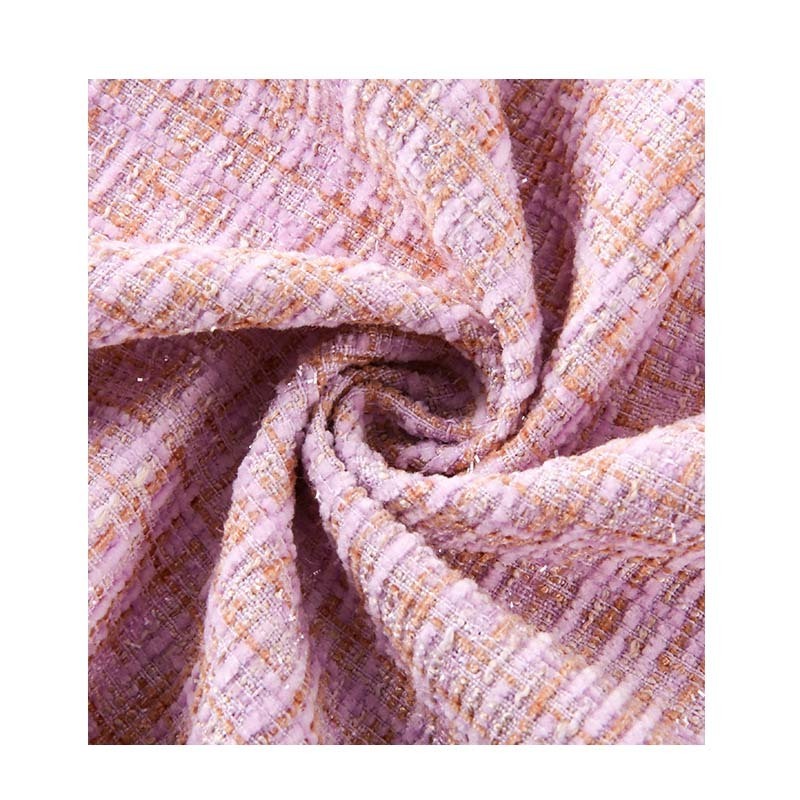 Luxury Style Fancy  100% polyester Yarn Dyed Tweed Fabric for Garment coat