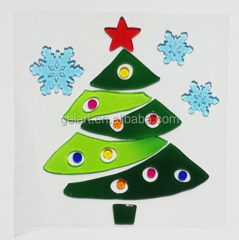 Christmas  Elf Yeti Santa Claus  Tree  Winter Decorative Custom Window Gel Stickers to Decoration gel  Sticker