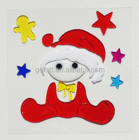 Christmas  Elf Yeti Santa Claus  Tree  Winter Decorative Custom Window Gel Stickers to Decoration gel  Sticker