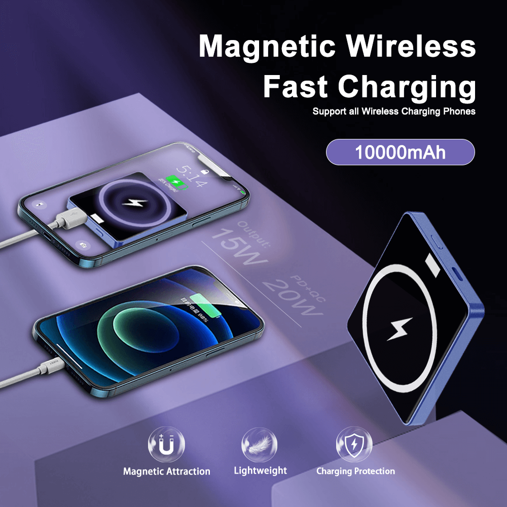 Thin Mag Powerbank Safe Fast Charging Portable Mini PD20W 15W Wireless Magnetic Power Bank Chargers, Batteries & Power Supplies