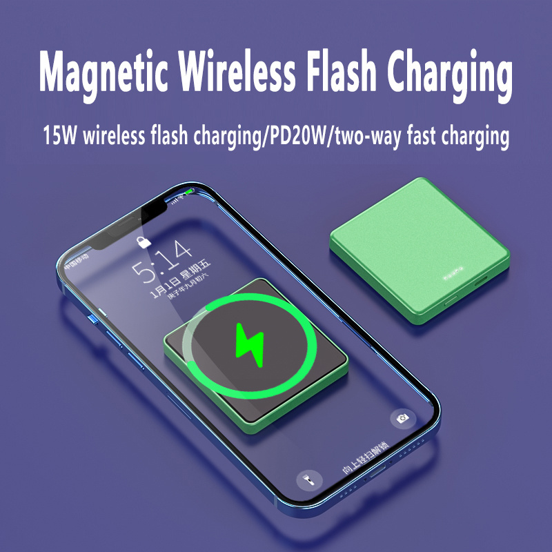 Thin Mag Powerbank Safe Fast Charging Portable Mini PD20W 15W Wireless Magnetic Power Bank Chargers, Batteries & Power Supplies