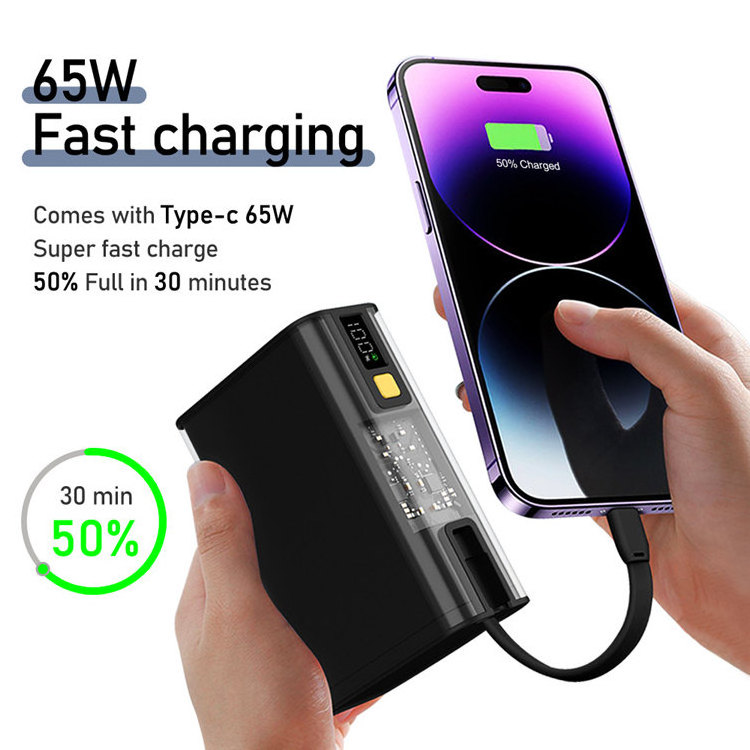 2023 New Powerbank 20000 mAh 65W PD Fast Charging Power Bank For Laptop iPad iPhone Samsung Xiaomi Cell Phone Portable Charger